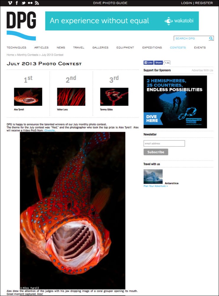 DivePhotoGuide Photo Competition Winner July 2013 Red